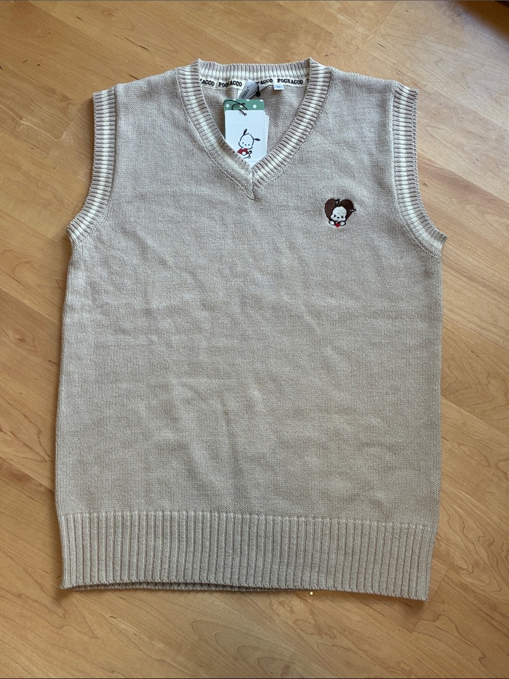 Pochacco Beige V-Neck Knit Sweater Vest